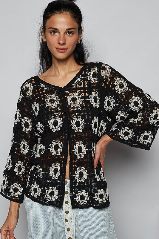 Ellison Crochet Cardigan Top