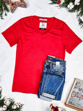 Load image into Gallery viewer, IN STOCK Olivia Tee - Red Sparkle