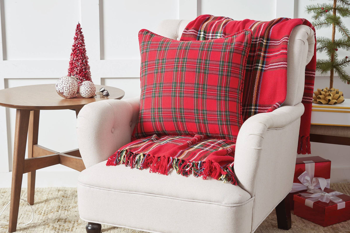 Arlington Red Plaid Pillow