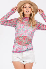 Load image into Gallery viewer, FLORAL MESH LONG SLEEVE TURTLE NECK