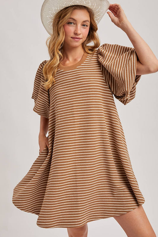 Autumn Stripe Dress- Ginger Snap