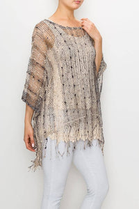 Gypsy Spirit Poncho-Taupe Mix