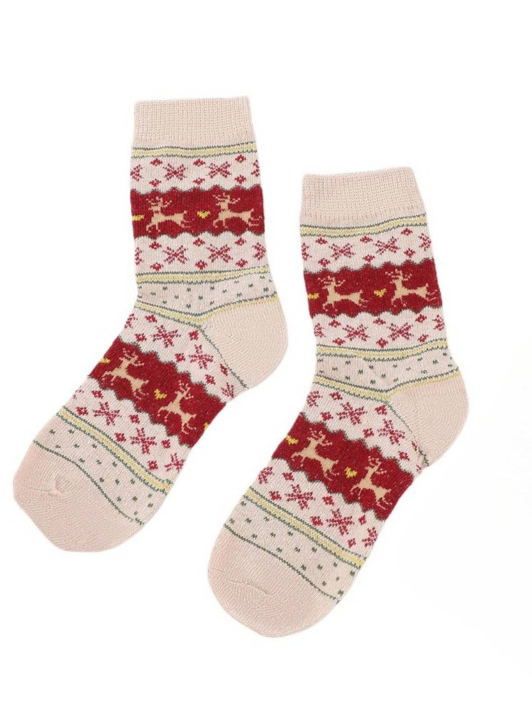 Reindeer & Snowflake Mid-Calf Socks