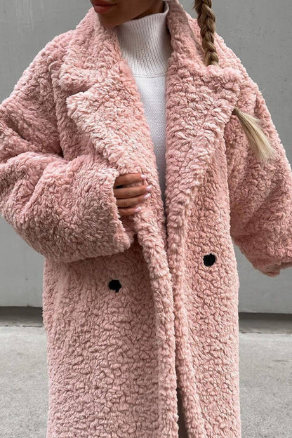 Cuddle Me Plush Trench Coat- Blush