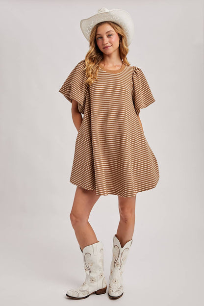 Autumn Stripe Dress- Ginger Snap