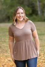 Load image into Gallery viewer, IN STOCK Sarah Ruffle Short Sleeve - Mocha | Women&#39;s Top FINAL SALE