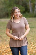 Load image into Gallery viewer, IN STOCK Sarah Ruffle Short Sleeve - Mocha | Women&#39;s Top FINAL SALE