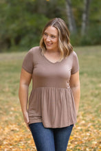 Load image into Gallery viewer, IN STOCK Sarah Ruffle Short Sleeve - Mocha | Women&#39;s Top FINAL SALE