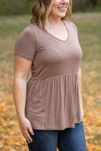 Load image into Gallery viewer, IN STOCK Sarah Ruffle Short Sleeve - Mocha | Women&#39;s Top FINAL SALE