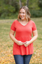 Load image into Gallery viewer, IN STOCK Sarah Ruffle Short Sleeve - Deep Coral | Women&#39;s Top