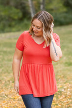 Load image into Gallery viewer, IN STOCK Sarah Ruffle Short Sleeve - Deep Coral | Women&#39;s Top