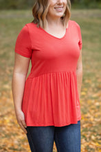 Load image into Gallery viewer, IN STOCK Sarah Ruffle Short Sleeve - Deep Coral | Women&#39;s Top