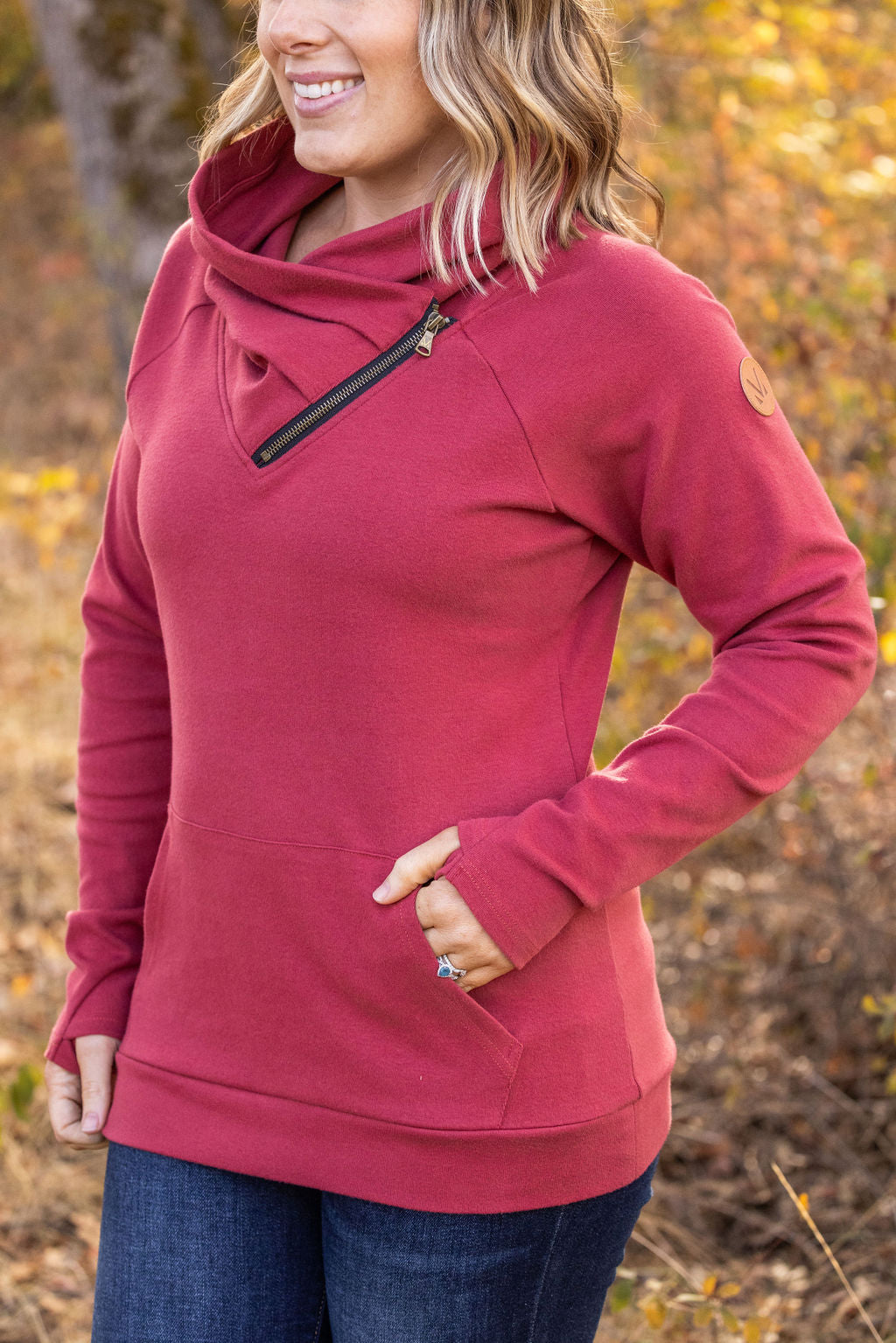 IN STOCK Classic Zoey ZipCowl Sweatshirt - Brick FINAL SALE