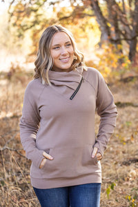 IN STOCK Classic Zoey ZipCowl Sweatshirt - Mocha FINAL SALE