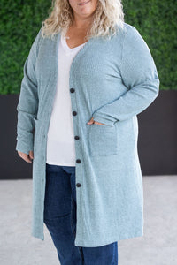 IN STOCK Colbie Ribbed Cardigan - Dusty Blue