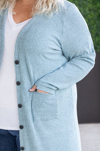 IN STOCK Colbie Ribbed Cardigan - Dusty Blue