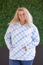 Load image into Gallery viewer, IN STOCK Hailey Pullover Hoodie - Blue and Mint Checker MM EXCLUSIVE