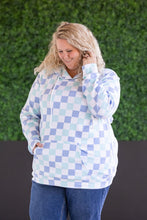 Load image into Gallery viewer, IN STOCK Hailey Pullover Hoodie - Blue and Mint Checker MM EXCLUSIVE