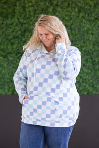 IN STOCK Hailey Pullover Hoodie - Blue and Mint Checker MM EXCLUSIVE