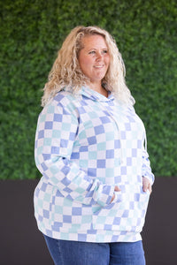 IN STOCK Hailey Pullover Hoodie - Blue and Mint Checker MM EXCLUSIVE