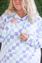 Load image into Gallery viewer, IN STOCK Hailey Pullover Hoodie - Blue and Mint Checker MM EXCLUSIVE