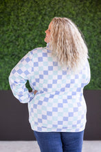 Load image into Gallery viewer, IN STOCK Hailey Pullover Hoodie - Blue and Mint Checker MM EXCLUSIVE