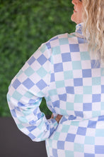 Load image into Gallery viewer, IN STOCK Hailey Pullover Hoodie - Blue and Mint Checker MM EXCLUSIVE