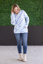 Load image into Gallery viewer, IN STOCK Hailey Pullover Hoodie - Blue and Mint Checker MM EXCLUSIVE