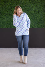 Load image into Gallery viewer, IN STOCK Hailey Pullover Hoodie - Blue and Mint Checker MM EXCLUSIVE