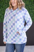 Load image into Gallery viewer, IN STOCK Hailey Pullover Hoodie - Blue and Mint Checker MM EXCLUSIVE