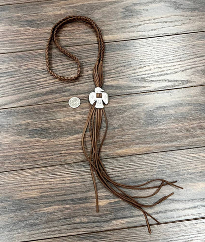 733811, Handmade Thunderbird Leather Necklace