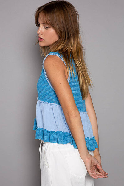 POL Adrian Contrast Cropped Babydoll Tank