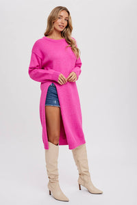 Loretta Sweater Dress - Hot Magenta Pink