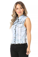 Load image into Gallery viewer, Good Time Distressed Denim Vest- Light Wash