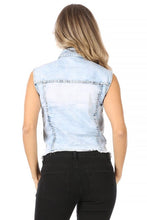 Load image into Gallery viewer, Good Time Distressed Denim Vest- Light Wash