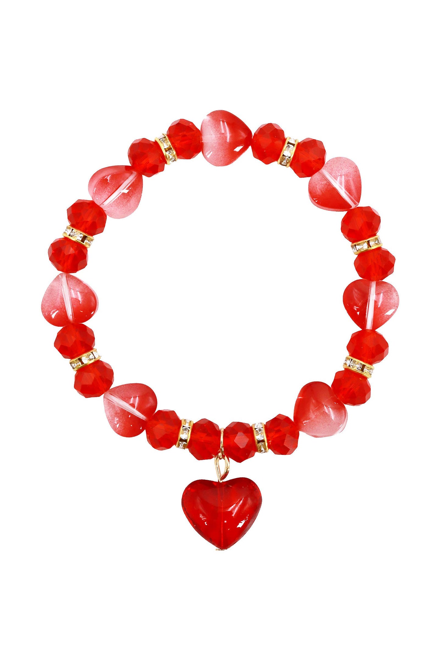 Valentine Heart Bling Faux Glass Bead Bracelet