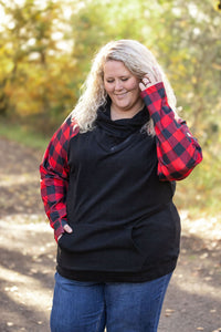 IN STOCK Zoey ZipCowl - Black and Buffalo Plaid