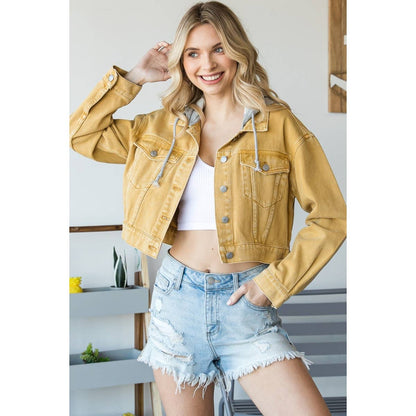 Penelope Hood Cropped Denim Jacket