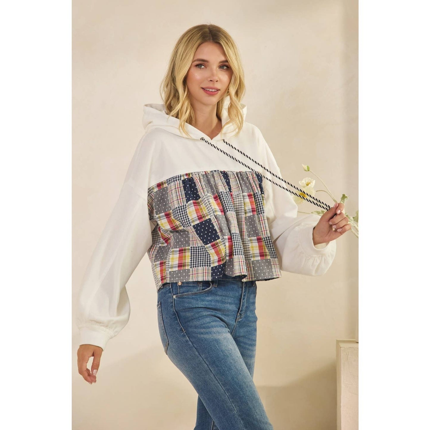 Tessa Cropped Contrast Hoodie