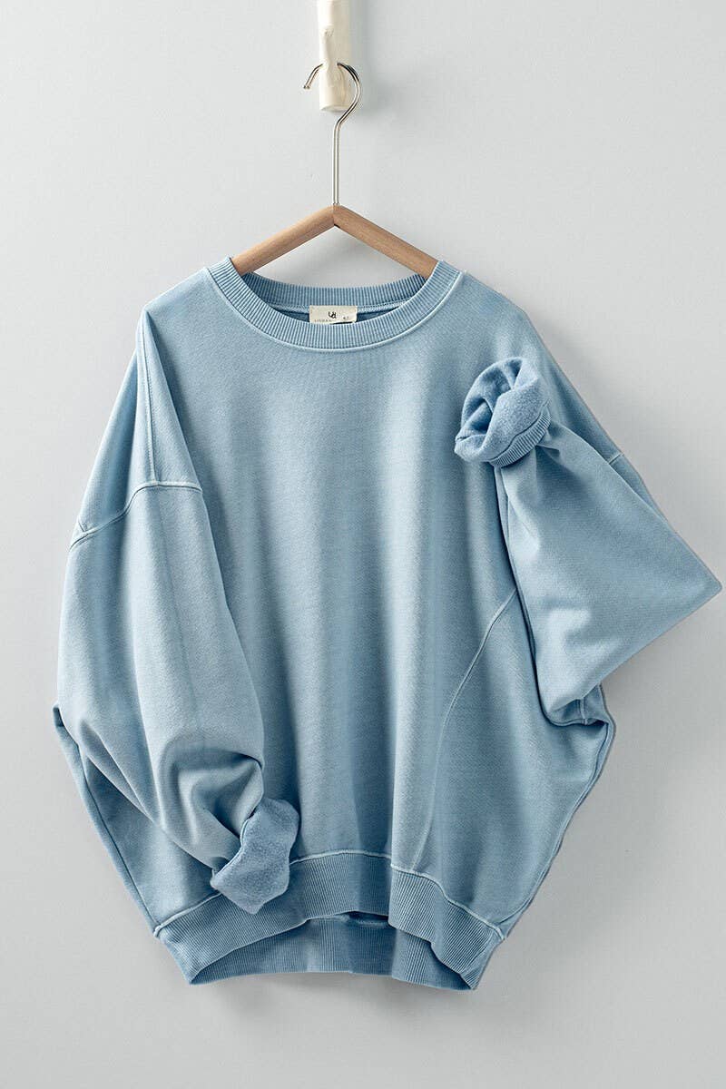 Jorja Washed Organic Cotton Sweatshirt- Powder Blue