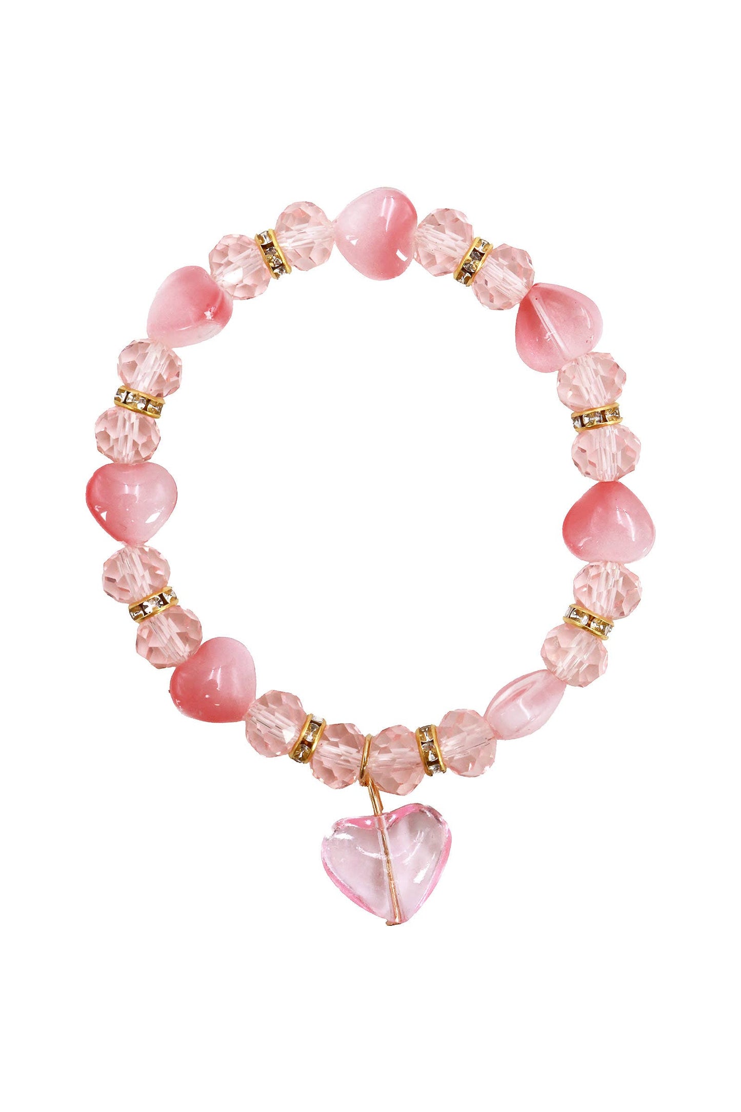 Valentine Heart Bling Faux Glass Bead Bracelet