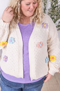 IN STOCK Flower Cardigan - Ivory