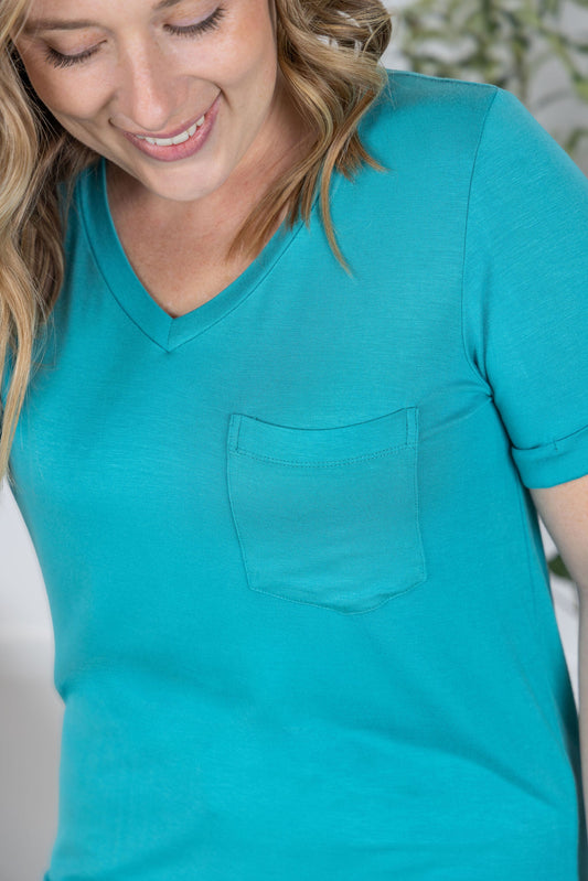 IN STOCK Sophie Pocket Tee - Aqua