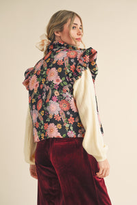 Anabell Flutter Sleeve Floral Puff Vest