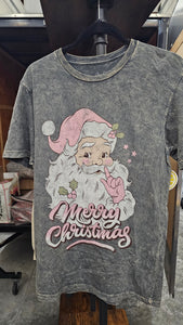 Merry Christmas Tee - Black or Charcoal Mineral Wash