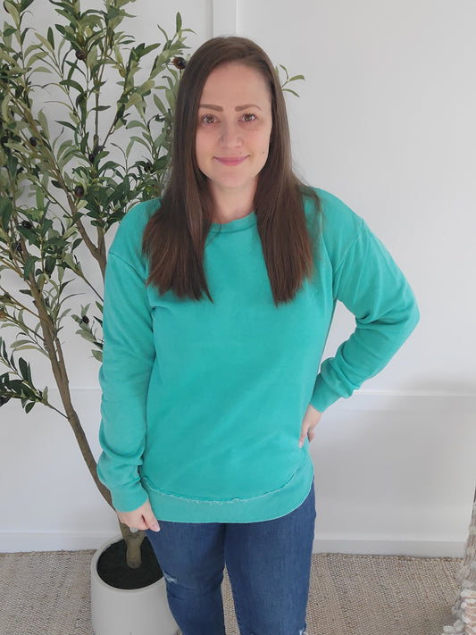 Vintage Wash Pullover - Caribbean Green