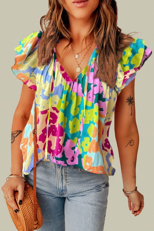 Flutter Sleeve Crinkle Blouse