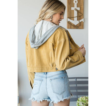 Penelope Hood Cropped Denim Jacket