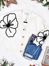 Load image into Gallery viewer, IN STOCK Black Floral Sweater Cardigan