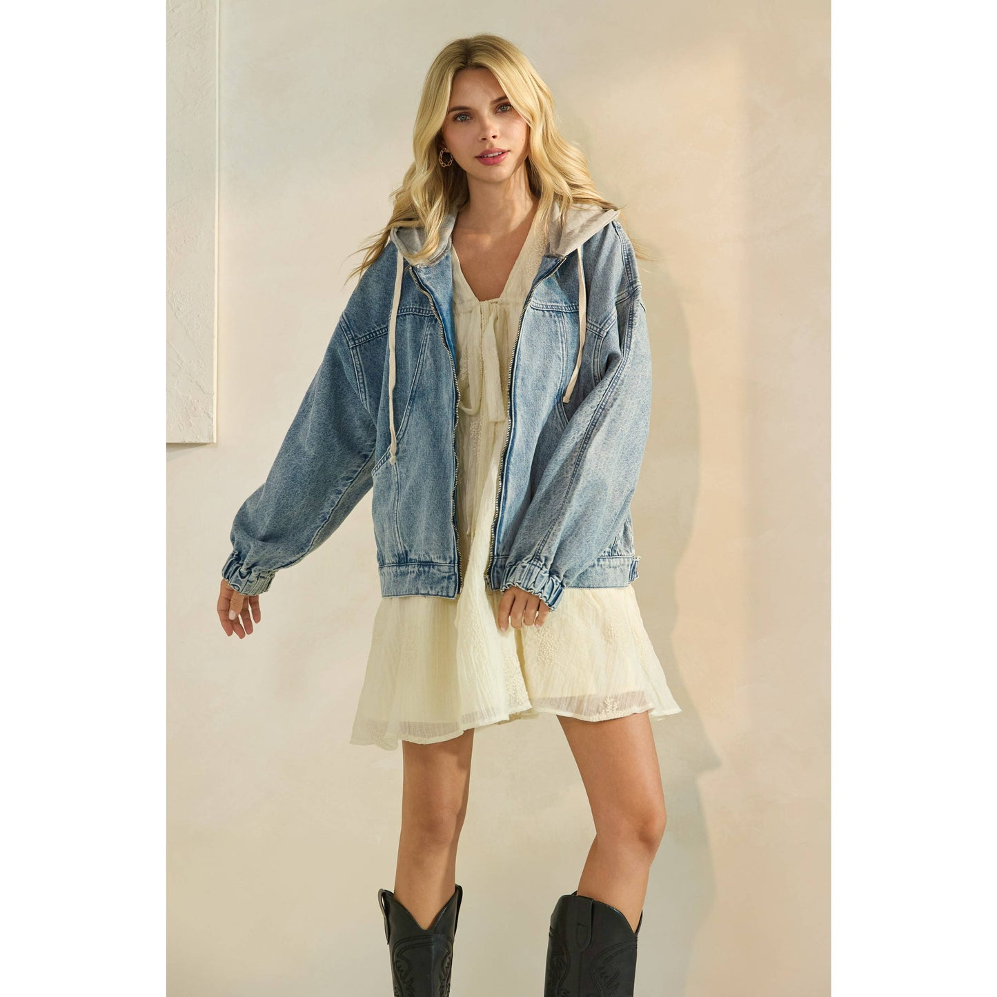 Frankie Hooded Zip Denim Jacket